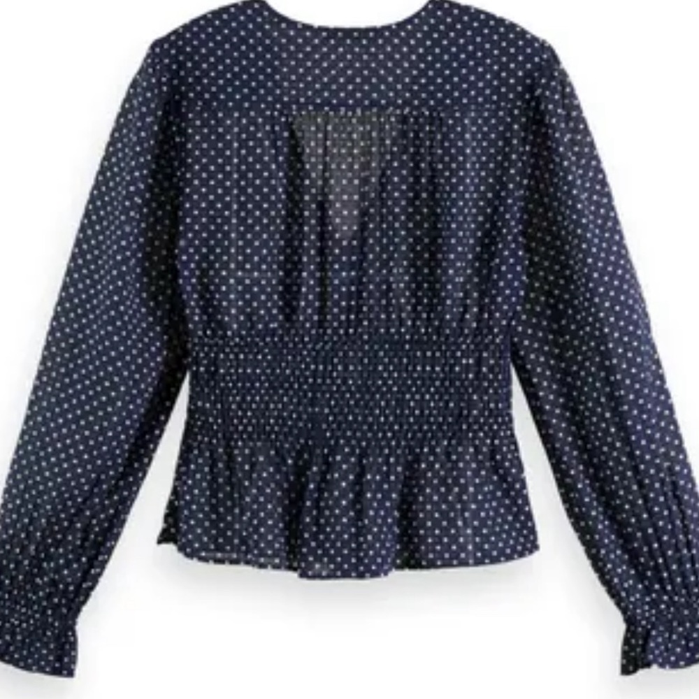 Dress Up women’s  blur polka dot puff sleeve blouse S L102-35